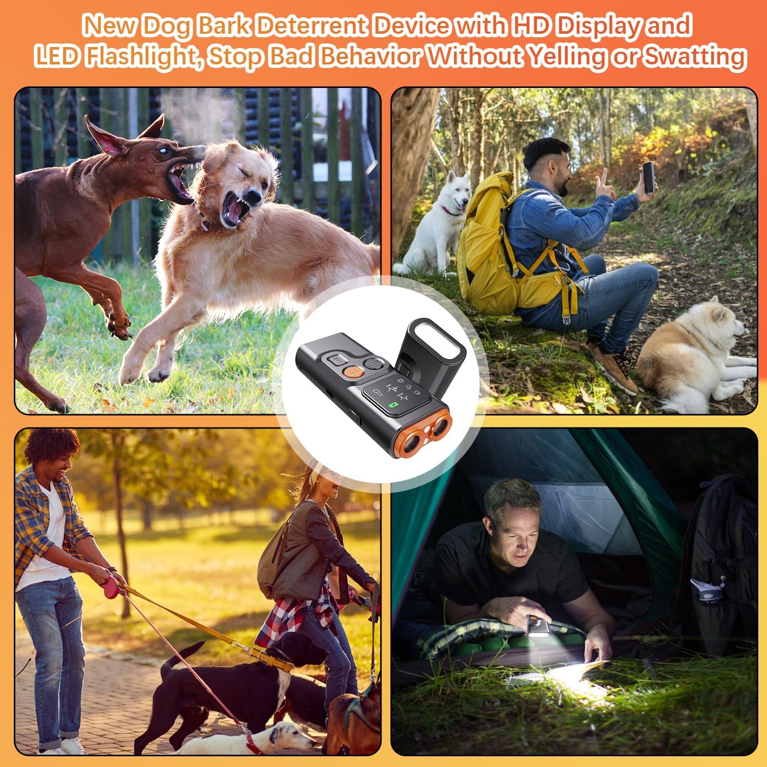 Dog Bark Deterrent Device, 1 Box Rechargeable Dog Bark Control Device with LED Flashlight, Dog Training & Behavior Aid Tool for Outdoor, Pet Gear, Pet Supplies, Easter Gifts, Pet Products