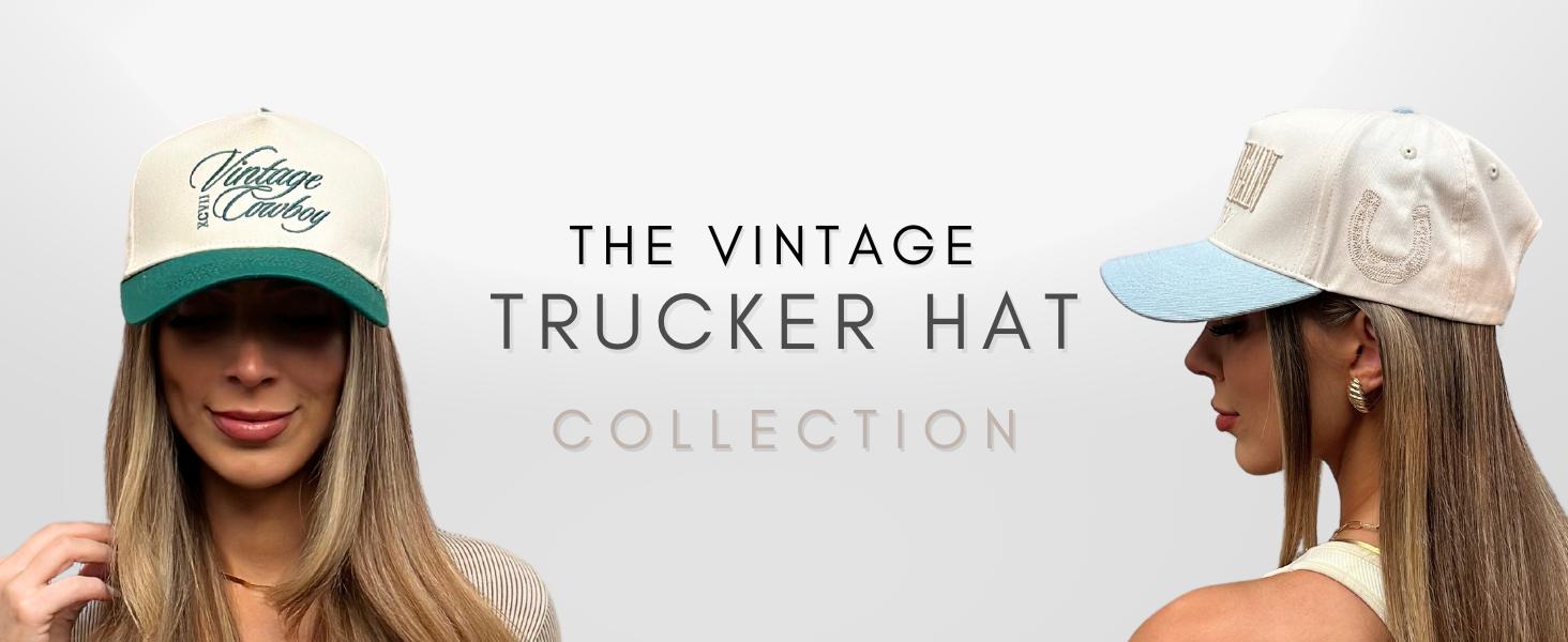Vintage Western Trucker Hat |       Men & Women |       Country Cute Caps for Cowgirls Cowboys |       Camo Denim Embroidered Cotton |       Snapback