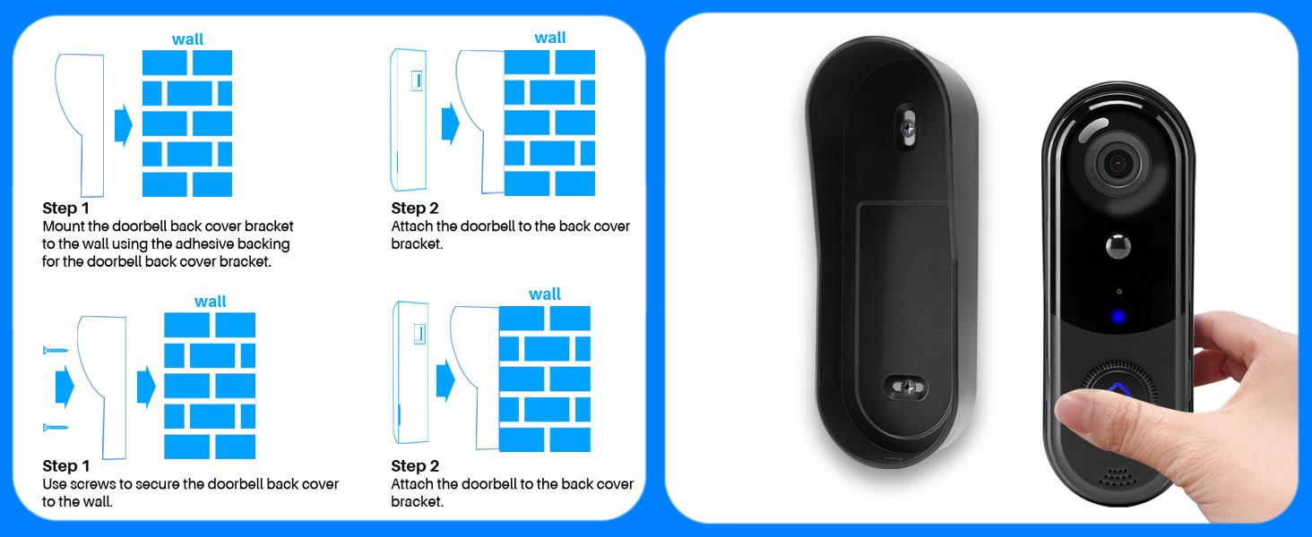 Video Doorbell Camera, HD WiFi Wireless Battery Power Operated Motion Detector Audio&Speaker Night Vision,IP65 Outdoor Waterproof with Doorbell Chime for iOS&Android Video Doorbell Camera, HD WiFi Wireless Battery Power Operated Motion Detector Audio&Speaker Night Vision,IP65 Outdoor Waterproof with Doorbell Chime for iOS&Android