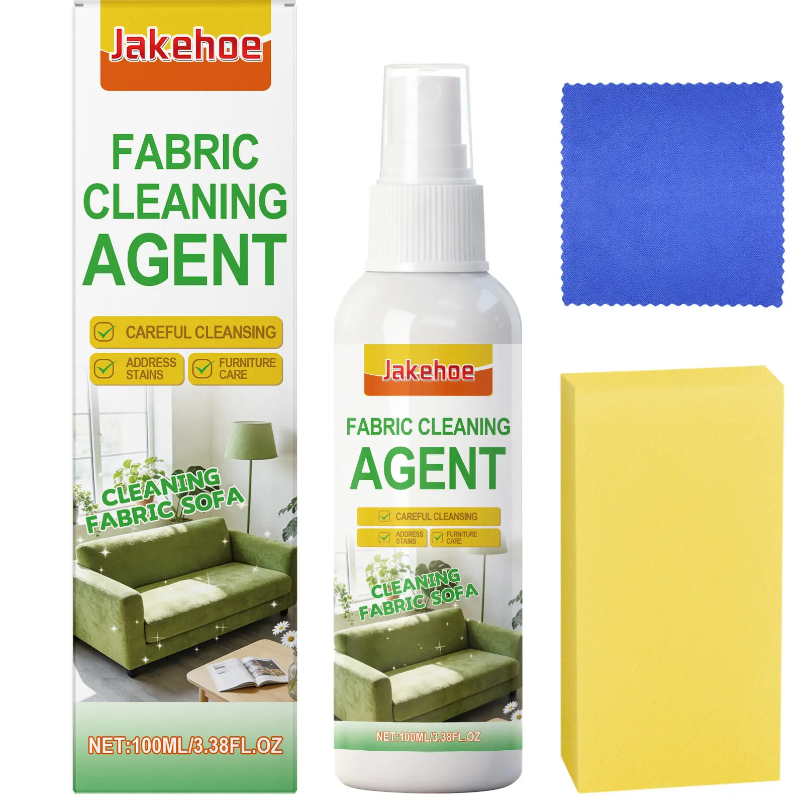 Jakehoe Fabric Dry Cleaning Agent - Multi-Use Stain Remover for Sofas, Curtains, Carpets - Indoor Recreation Household Cleaner