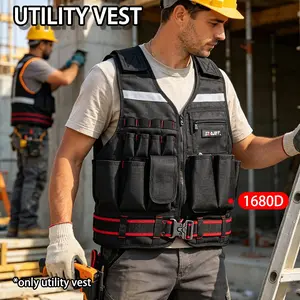 STARJIFFTool Vest with Adjustable Size, 1680D Breathable Fabric, Reflective Straps, Multi-Purpose Pockets, Ideal for Electricians, Woodworkers, Outdoor Activities, Reflective Safety Vest