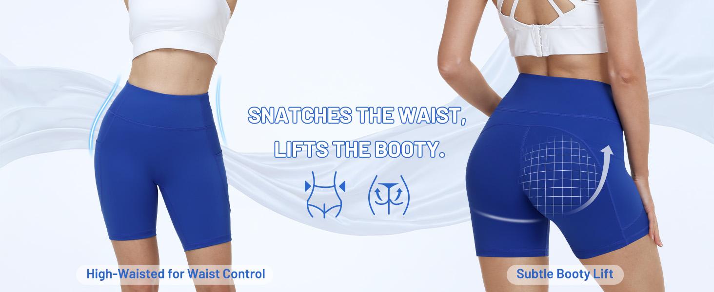 Women's Biker Shorts No Front Seam 4"/6"/8" High Waist Tummy Control Workout Yoga Gym Running Spandex Shorts Pockets