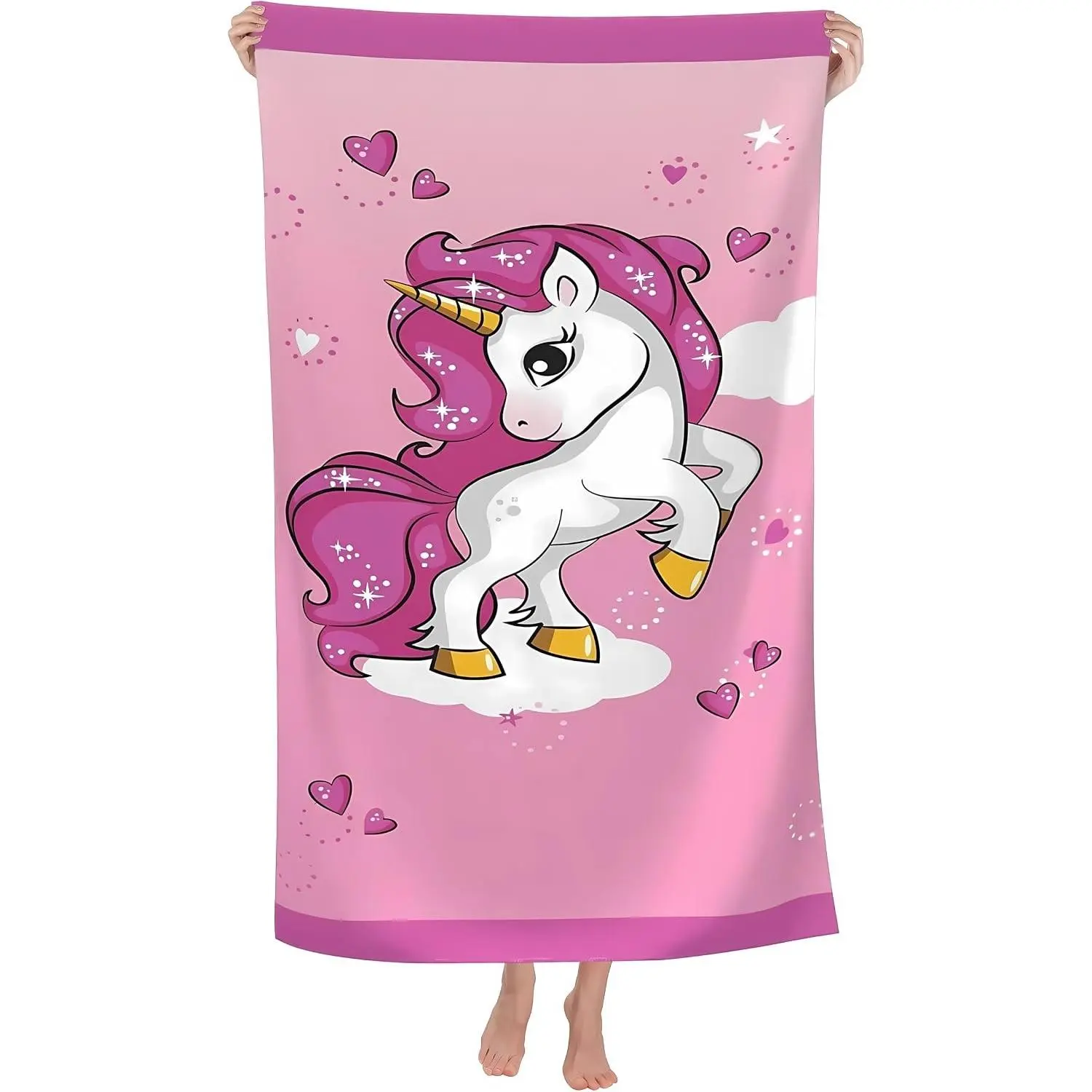 Cute Unicorn Beach Towel for Kids/Girls/Toddler/Baby, Personalized Microfiber Beach Towels Bulk, Quick Dry Beach Towel for Pool, Lightweight Bath Towels Oversized Clearance 30"x 60"