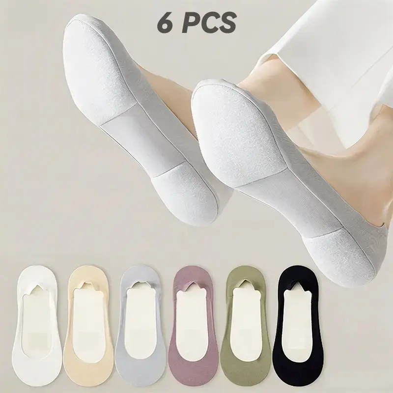 3/6 PCS Women's Plain Invisible Low Cut Ankle Socks  – Summer Ice Silk Fabric, Soft Breathable, Sponge Sole Non-Slip, Shock-Absorbent, Sweat-Wicking, for High Heels & Flats, Casual Home Wear & Travel,Gifts for a wife, gifts for a mother