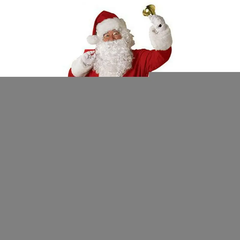 Adult Santa Claus Cosplay Costume Set (5Pcs, S-3XL) for Men & Women, Long Sleeve Patchwork Outfit with Wig, Beard, Pants, Zipper, Top, Clothes
