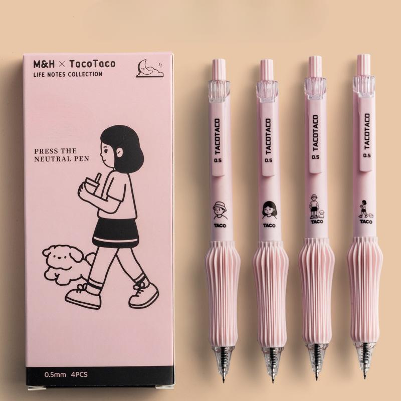 Cute Animal Design Retractable Gel Pen, 4 Counts 0.5mm Fine Point Quick-dry Ink Pen, Smooth Writing Pen for Journaling, Office Gifts