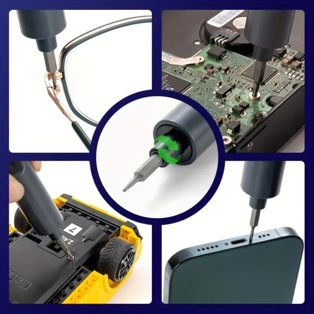 28-in-1 Electric Screwdriver Set, 1 Set Magnetic Screw Repair Kit with LED Light & USB Fast Charging, Portable Mini Cordless Drill for Easy Repairs