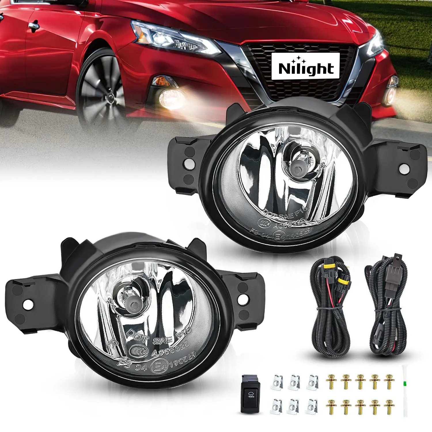 Nilight Weatherproof Direct Fit Fog Lights with H11 Bulbs, High Penetration, OEM Housing Compatible with 2007-2019 Nissan Altima, Versa Note, Maxima, Pathfinder & Infiniti QX60, M35, M45, G37, JX35