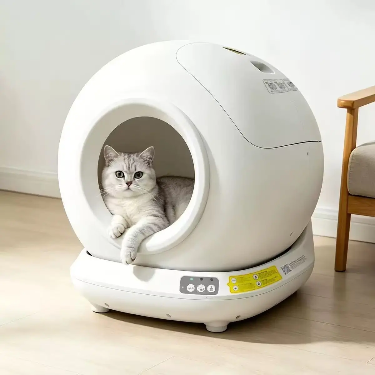 Auto Self-Cleaning Cat Litter Box with Odor Control, Ultra-Quiet Operation, App Control, Pee Guard, Safety Stop, Mat, Liner for Multi-Pet Use, Compact, App-Controlled
