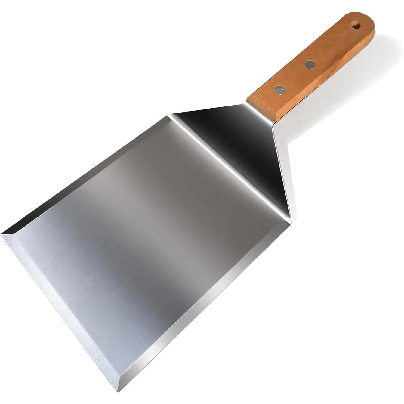 Smash Burger Spatula,  Large  Spatula - 6x5 inch Extra Wide Spatulas for Griddles & Grills, Steel Heavy Duty, Wooden Handle (1pcs)