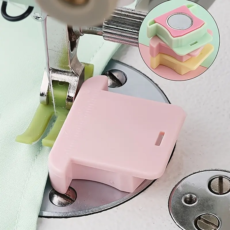 Magnetic Sewing Guide with Scale Locator, Anti-Roll Fabric Protector, Strong Magnetic Attachment, Durable Plastic, 1pc
