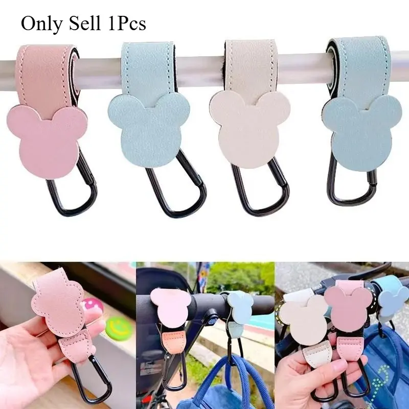 New Cartoon PU Leather Baby Bag, Stroller Hook Rotatable Cart Organizer, Pram Hook, 360 Degree Rotation, Stroller Accessories