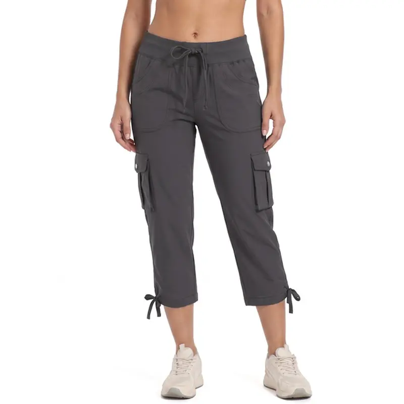 Women's Hiking Capri Pants with Snap Pockets, Adjustable Cuffs for Daily Wear and Walking