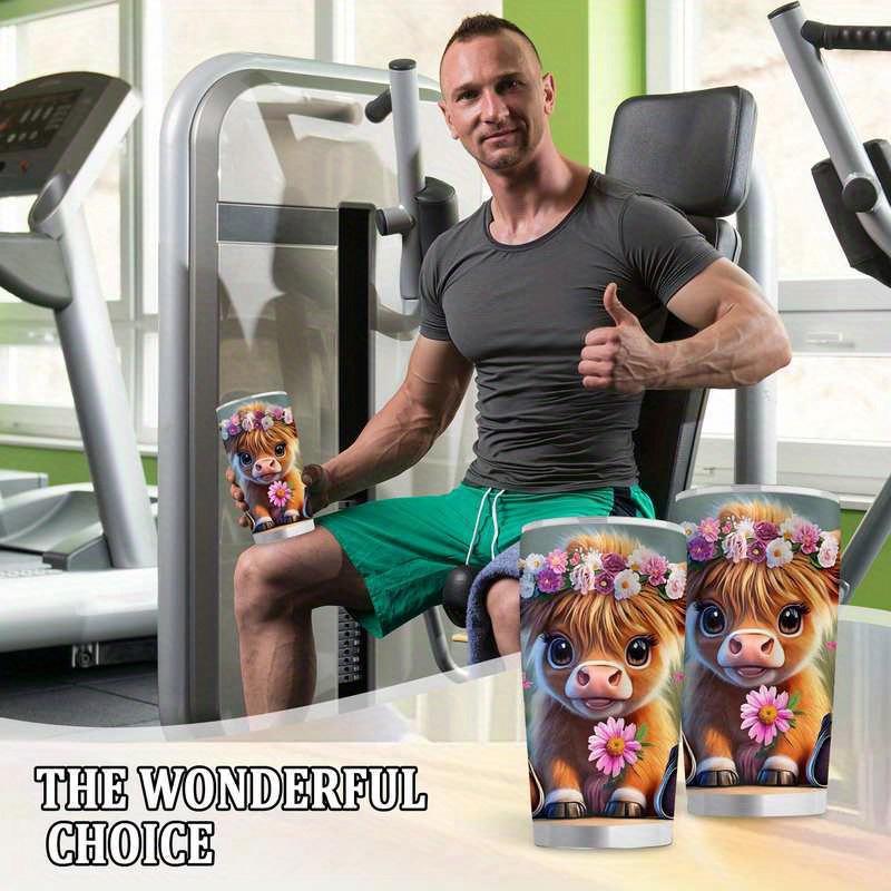 Cute Highland Bull Pattern Stainless Steel Thermos Mug with Floral Design | 20oz Leak-proof Travel Mug, BPA-free Double-walled Vacuum Insulated Mug, Suitable for Hot and Cold Drinks, Reusable, Perfect for Home, Office, Camping, and Everyday Gifts. Cute Highland Bull Pattern Stainless Steel Thermos Mug with Floral Design | 20oz Leak-proof Travel Mug, BPA-free Double-walled Vacuum Insulated Mug, Suitable for Hot and Cold Drinks, Reusable, Perfect for Home, Office, Camping, and Everyday Gifts.