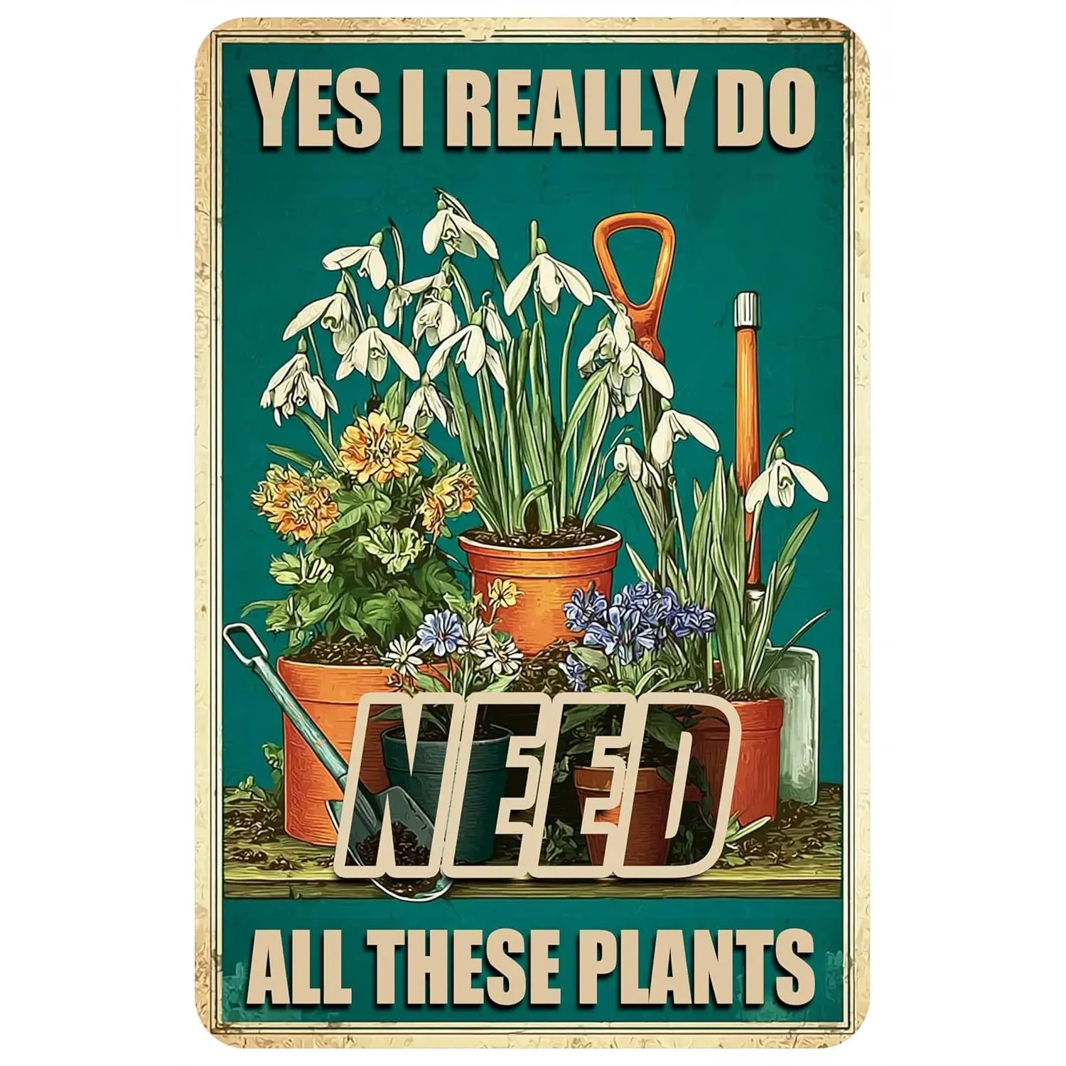 Vintage Lightweight Metal Wall-Mountable Garden Sign - 12x8 in Gardening Gift for Women, Home Decor Plaque for Outdoor Yd, Greenhouse Room Decor, Decorative, Yard Decor