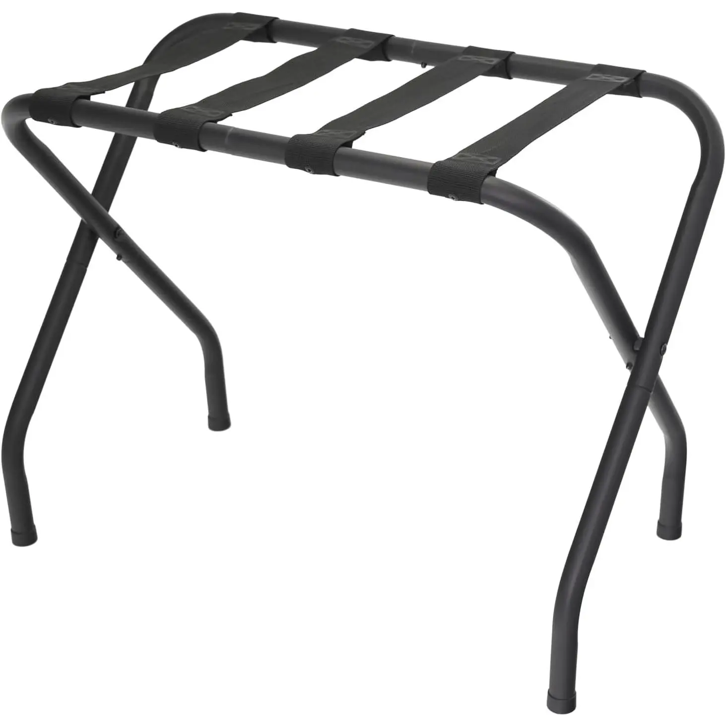 Folding Heavy Duty Metal Collapsible Luggage Rack with Nylon Straps, Space-Saving Suitcase Stand Luggage Organizer for Guest Room Bedroom & Hotel