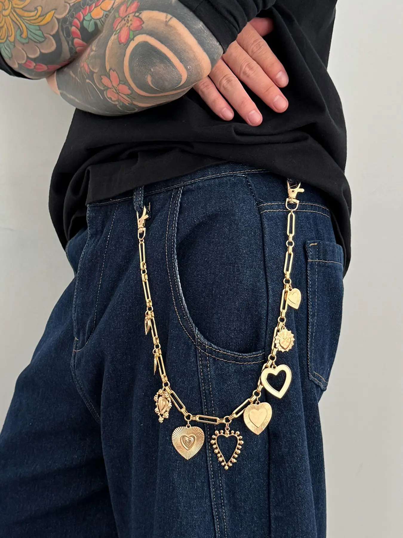 Pocket Chain Pants, Single-Layer Paperclip Jean Wallet Chain Men Women, Y2K Punk Hip Jewelry, Jeans Skirts Party Festival Accessory Gold Silver, Chains For Pants