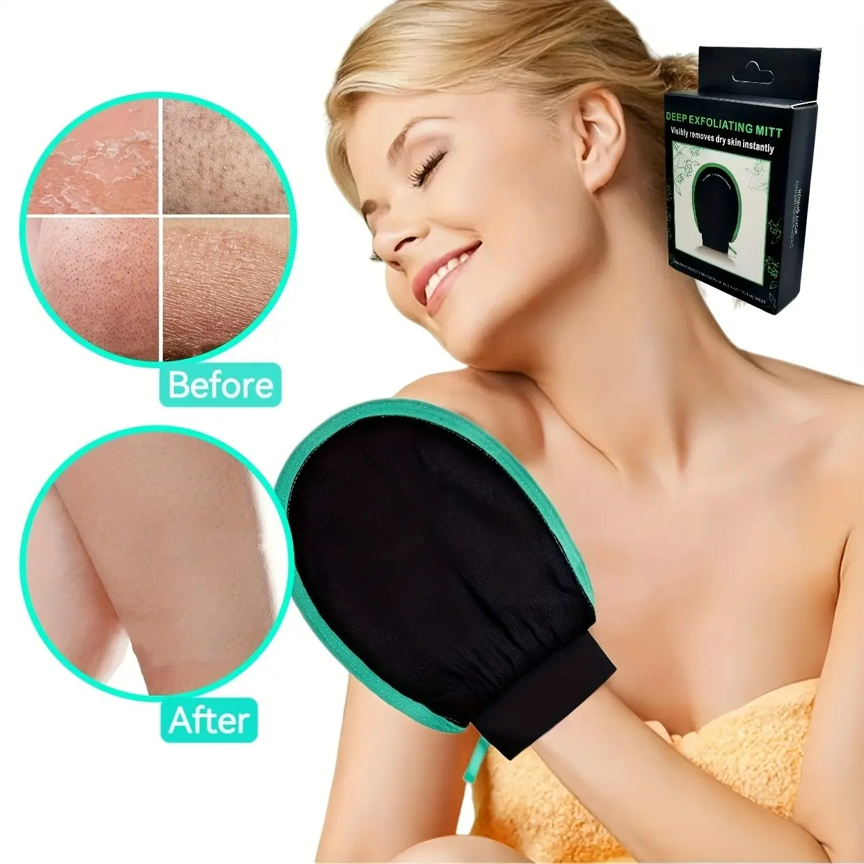 Deep Exfoliating Mitt Body Scrub, Body Exfoliating Gloves for Women & Men, Skin Cleanser, Removes Dead & Dry Skin, Single Pack