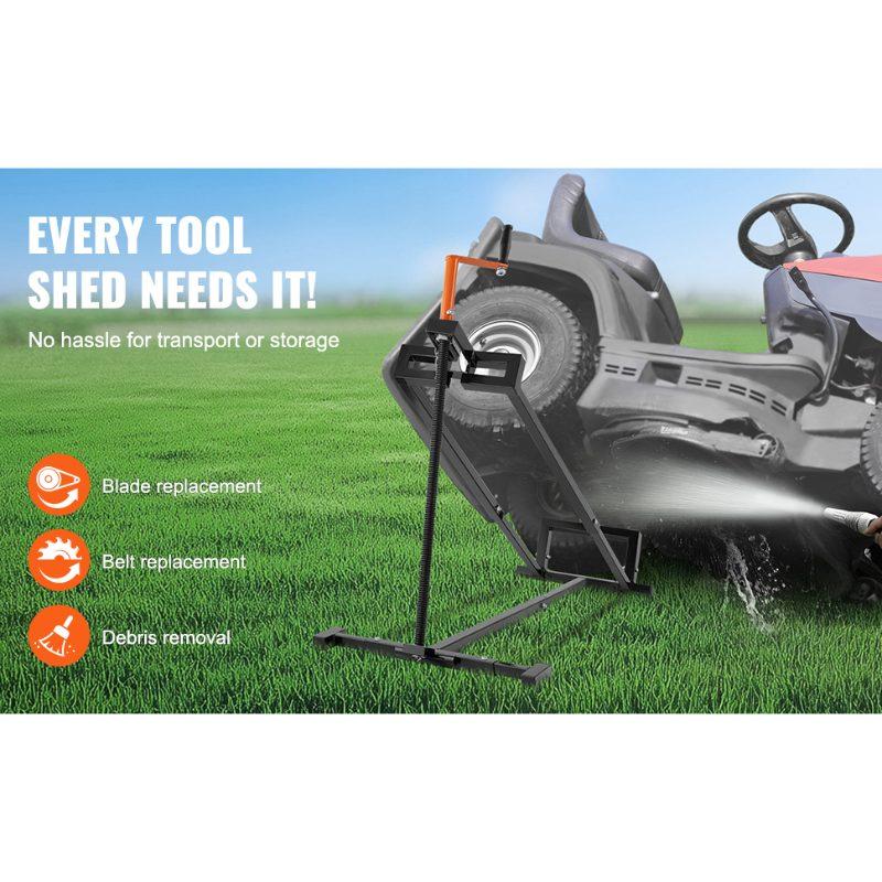 VEVOR Ride on Lawn Mower Lift Jack, 880 Lbs Weight Capacity, Telescopic Maintenance Jack with Crank Handle Power Tool Handle, Foldable Lawn Tractor Lifter for Lawn Mowers and Garden Tractors, Black