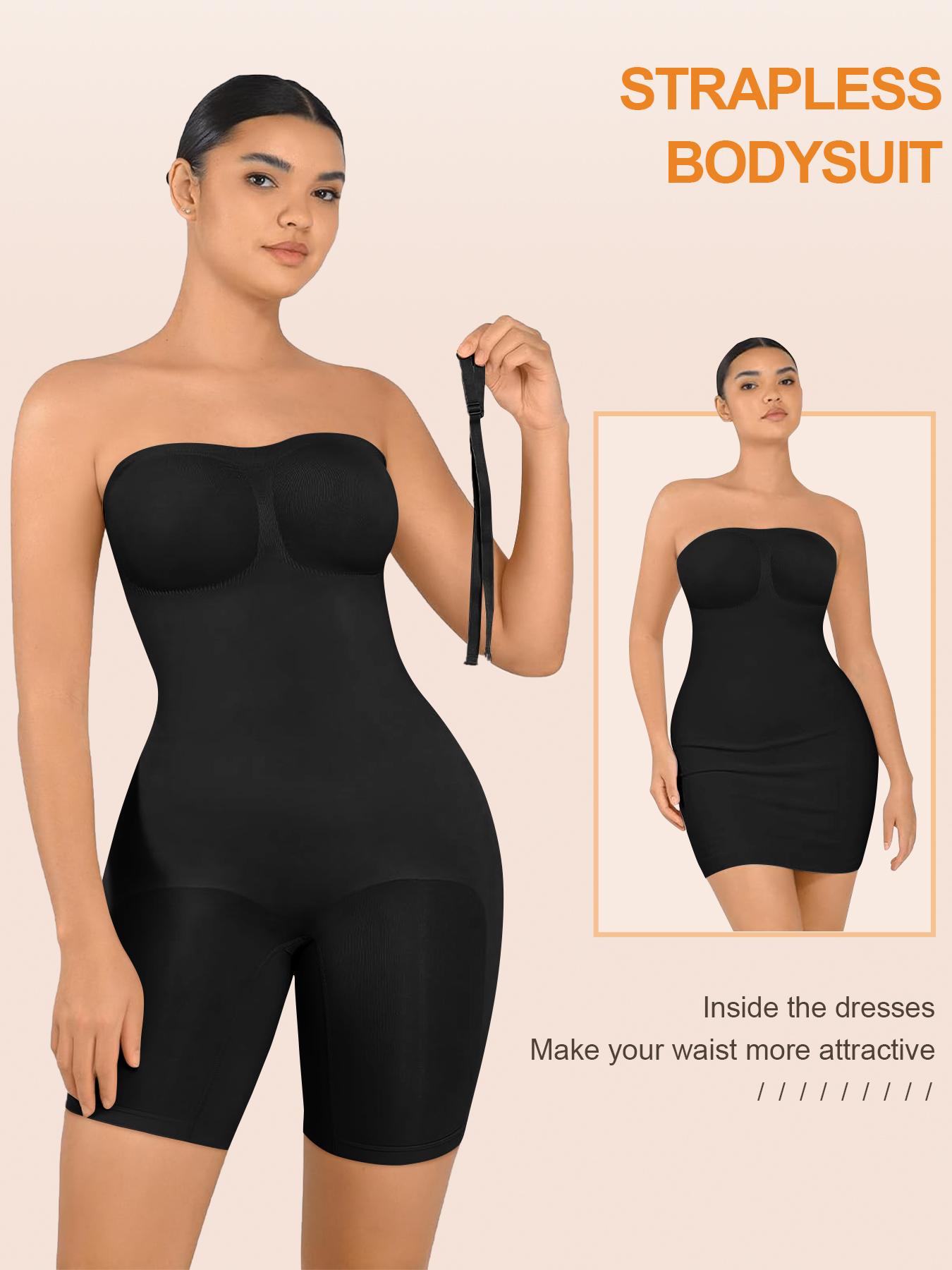 Women's Removable Straps Shapewear Bodysuit, Tummy Control Seamless Shaper, Women's Shapewear for Daily Wear, Compression Womenswear, Minimalist Seamless Tummy Tucking, Belly Control Bodysuit