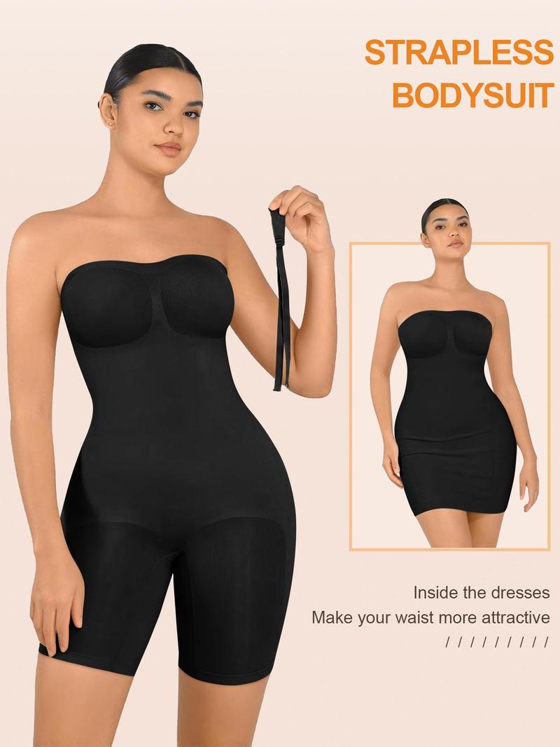 Women's Removable Straps Shapewear Bodysuit, Tummy Control Seamless Shaper, Women's Shapewear for Daily Wear, Compression Womenswear, Minimalist Seamless Tummy Tucking, Belly Control Bodysuit