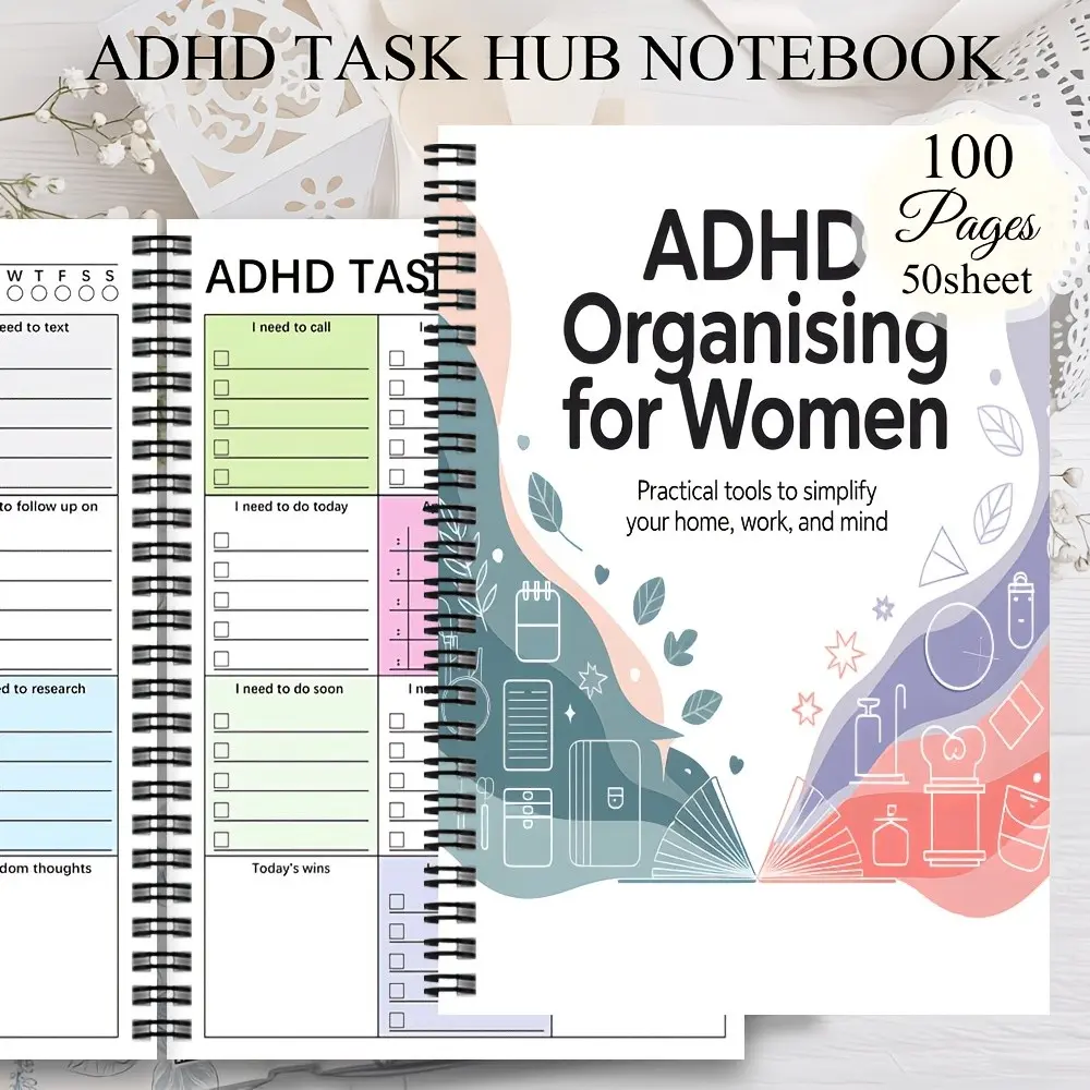 Adult Adhd Planner, Undated Daily Weekly Monthly Organizer, Pomodoro Technique, Task Lists, Focus Tracker, Color Coded, Bullet Journal Style