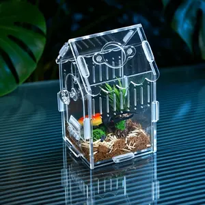 Acrylic crawling pet feeding box | breathable and escape-proof magnetic attraction opening and closing, easy to clean and stackable, suitable for spiders, lizards, horned frogs, bedroom desktop display, special feeding box for crawling pets.