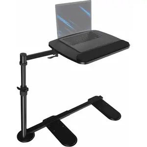 20 inch Over Couch Swivel Table, Laptop Desk for Remote Work, Portable Recliner Workstation with Height Adjustable Swing Arm, Black, DESK-ST02C