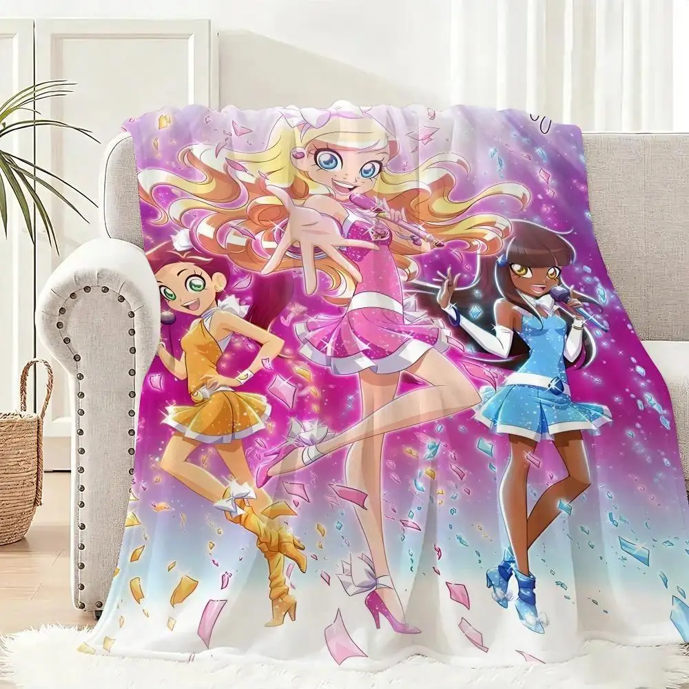 LoliRock Anime Print Flannel Fabric Blanket - Multi-Size Soft Throw for Princess Rooms, Cozy Nights