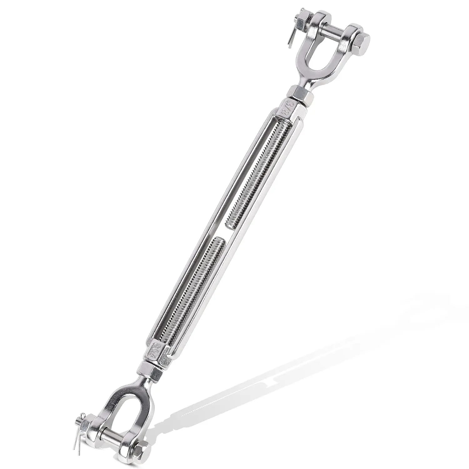 Turnbuckle 3/8 M10 304 Stainless Steel Turnbuckle, 3200 lbs Working Load Limit, Jaw and Jaw Turnbuckles for Cables Wire Tensioner, Turnbuckle for Shade Sail, Yard Zipline