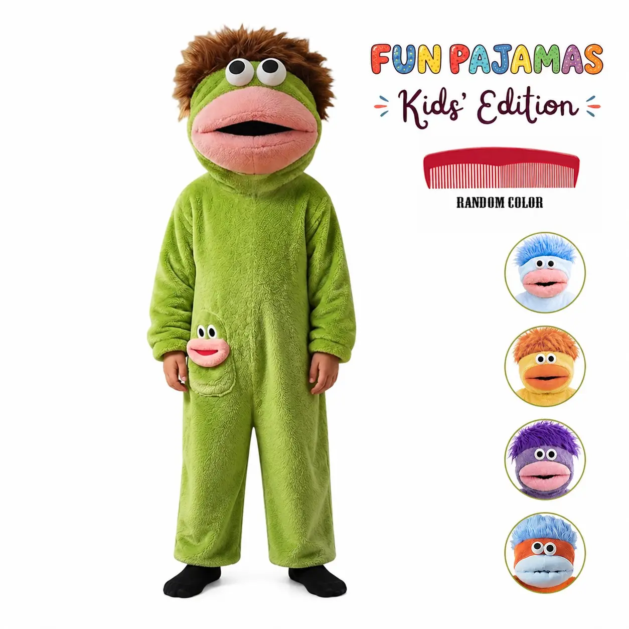 Kids Funny Character Wearable Blanket with Hood and Pocket, Soft Plush Cozy Cover for Home, Sleepovers, Parties, Halloween, Birthday Fun