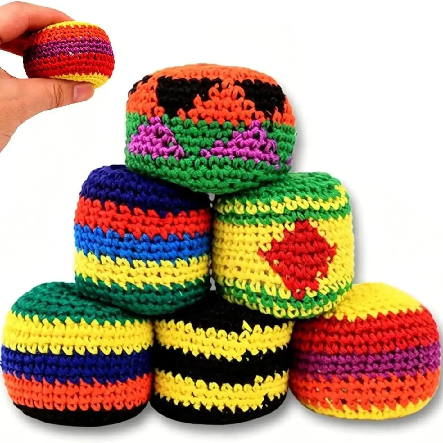 Handmade Knitted Sandbag, 2026 Upgrade Version, Multicolor Geometric Patterns, Adult Stress Relief Toy, Beginner Juggling Ball, Cute Soft Toy