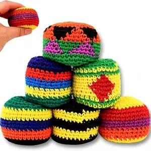 Handmade Knitted Sandbag, 2026 Upgrade Version, Multicolor Geometric Patterns, Adult Stress Relief Toy, Beginner Juggling Ball, Cute Soft Toy
