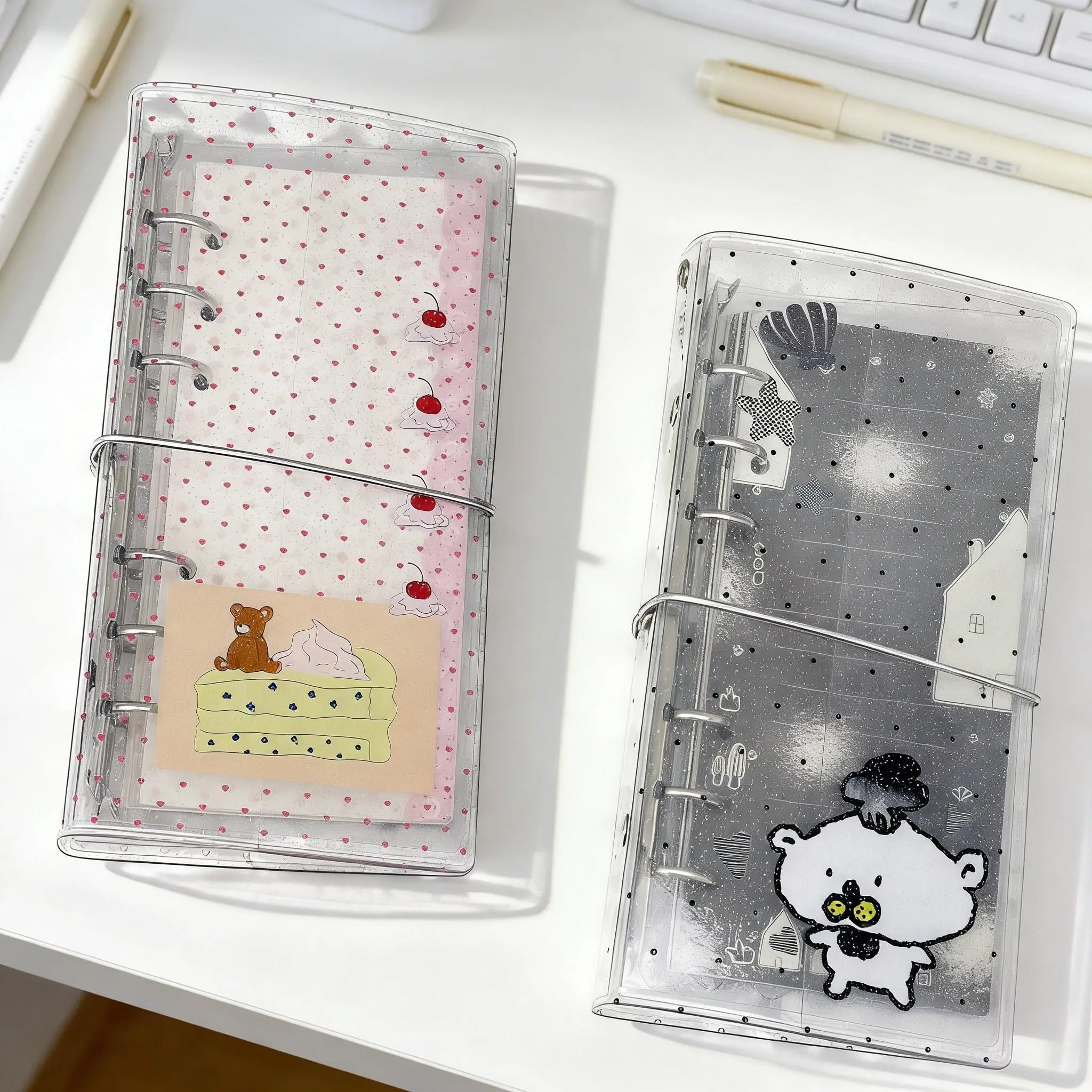 Kawaii Design A6 Half Binder Set with Bear Notebook - High-Quality Material, Chemical-Free for Scrapbooking, Arts DIY Crafts, Journaling