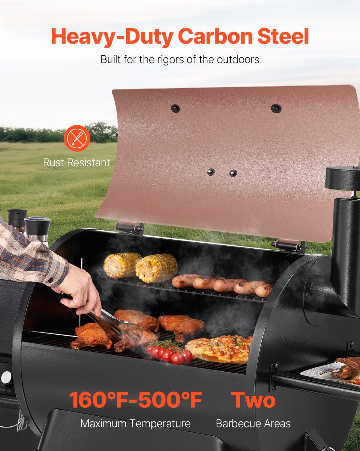 VEVOR Wood Pellet Grill Smoker, 8 in 1 BBQ Grills for Outdoor Cooking, 575 Square Inches Cook Area Electric Smokers, with WiFi-app Control, LCD Screen Controller, Meat Probe, 500 ° F Max Temperature