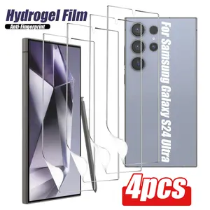 4pcs (hydrogel high-definition) high-definition self-healing hydrogel soft film (non-tempered film). This soft screen protector features fingerprint resistance, anti-bending properties, and is compatible with phone cases. It is suitable for Samsung Galaxy
