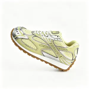 2026 Retro Unisex Yellow & Silver Mesh Sneakers | Streetwear Breathable Running Shoes