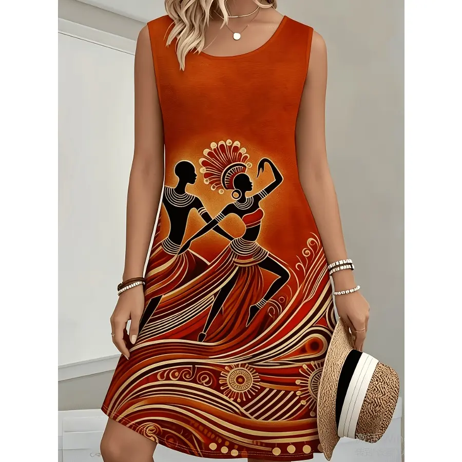 Women's Butterfly Rose Print Sundress, Casual Sleeveless A-Line Swing Mini Dress for Summer Beach, Breathable Polyester