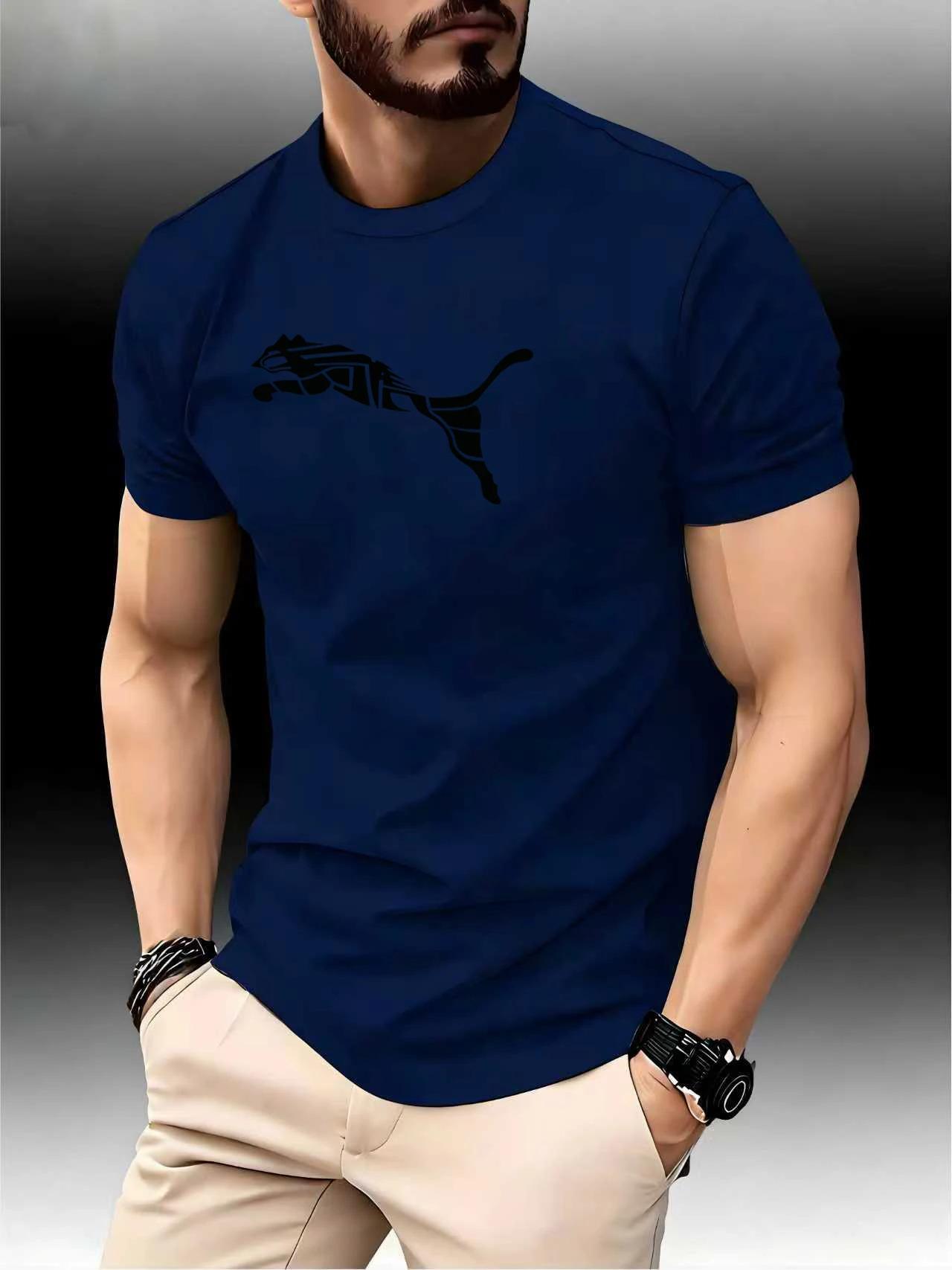 New Summer Luxury Men's Fashion Fox Leopard Print T-shirt Crewneck Casual Trend Y2K High-end High Quality Fitness Sports T-shirt New Summer Luxury Men's Fashion Fox Leopard Print T-shirt Crewneck Casual Trend Y2K High-end High Quality Fitness Sports T-shirt