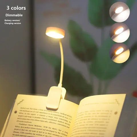 Mini 4-LED Rechargeable Book Light, Eye Care Reading Lamp, Adjustable Brightness, USB Rechargeable Dimmable, 3 Color Temperatures, Lightweight Clip-On Design, Rechargeable USB Lamp, Portable Rechargeable Lighting