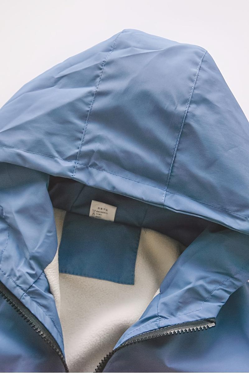 NewBoys' Fleece-Lined Windbreaker Jacket for Older Kids, a New Style for Spring And Autumn 2024, Trendy Casual Wear