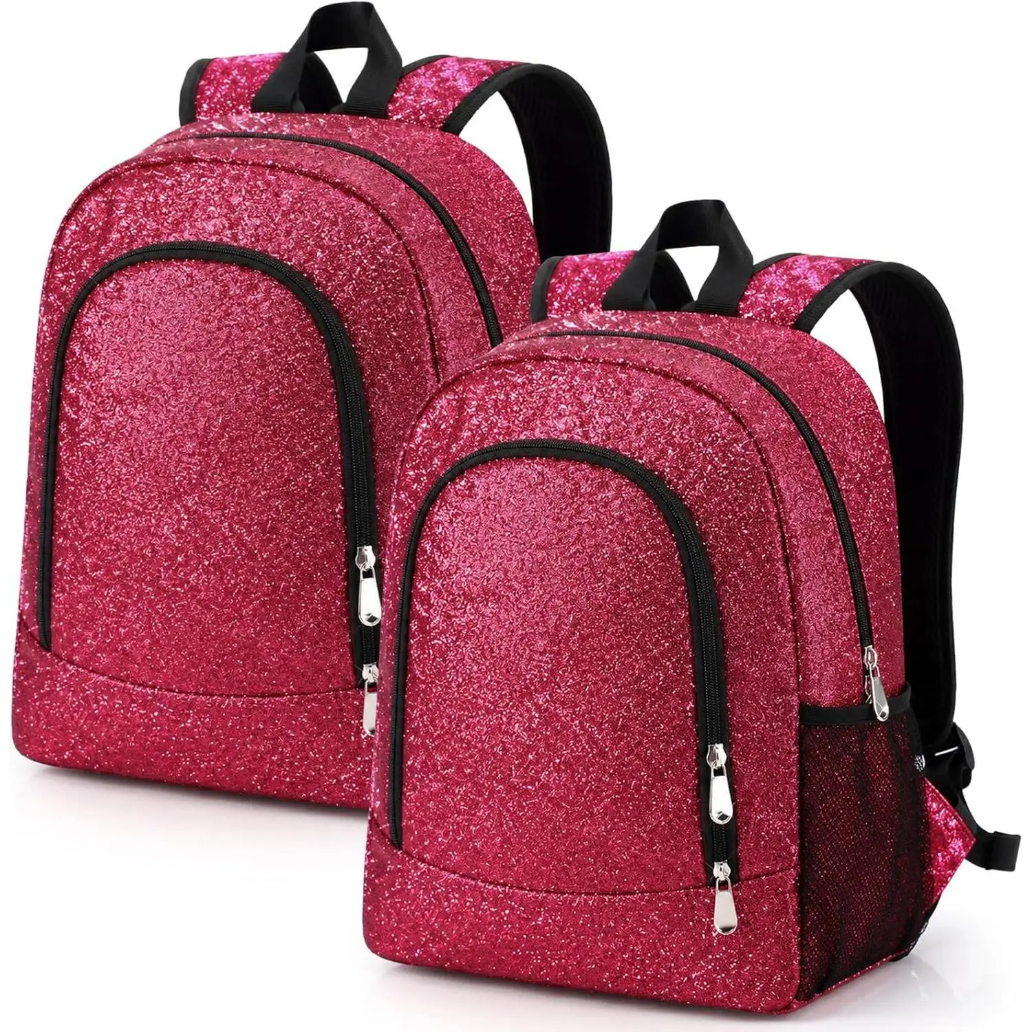 2 Pcs Glitter Cheerleading Dance Backpacks, Large Red Sports Bags for Women Cheerleaders, Friends & Sports Teams