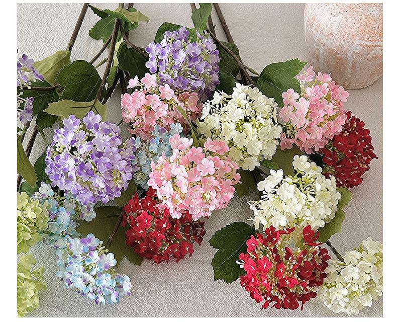 (4 pcs) 3 artificial hydrangea snowball flowers for home decoration, living room display, fake flowers for wedding hall floral arrangements