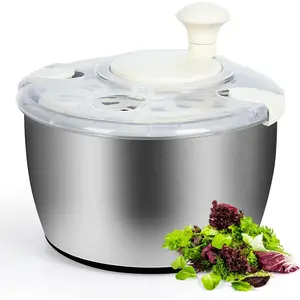 5Qt Stainless steel Salad Spinner, lettuce spinners,salad spinner BPA-Free small,Vegetable Dryer,Vegetable Washer,colander for kitchen,salad dryer spinner,fruit cleaner spinner