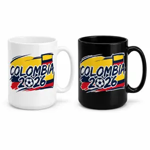 Colombia 2026 Soccer Fan Mug, 11oz 15oz Ceramic Coffee Cup, Colombian Flag Style Football Lover Gift for Men Women