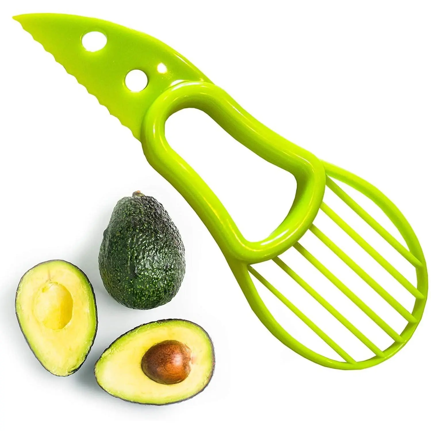3-in-1 Avocado Slicer, Pitter and Fruit Cutter Tool - Ergonomic Comfort Grip, Eco-Friendly BPA-Free Plastic Blade for Safe Splitting & Slicing