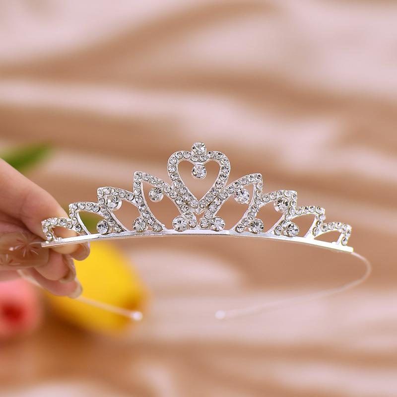 Children's rhinestone crown headband hair comb cute princess girl hair accessories crown hair accessories bridal headdress