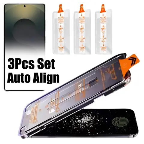 3Pcs Samsung Galaxy S26/S25/s24/ultra/s23/s22/s21/plus/a56/a55/a54/a53/a36/a35/a34/a26/a25/a16/a15/a06/a05 5g Tempered Protective Smartphone Screen Protector, Auto-Align Design, Fingerprint Protection Installation Accessories, Screen Protective Film