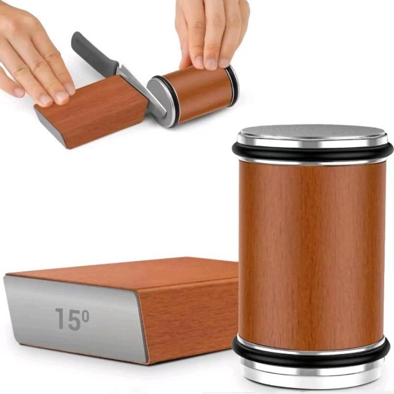Wooden Handle Knife Sharpener Set, 1 Set Double Angle Knife Sharpener Box, Kitchen Knife Sharpening Tool