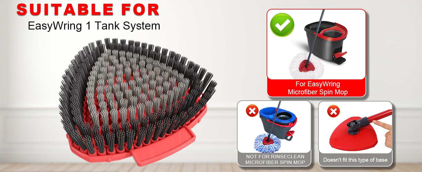 2 Pack Upgrade Scrub Brush Replace Heads Compatible with O Cedar EasyWring 1 Tank Spin Mop,Mop Replacement Scrubber Head Brush,Floor Cleaning Brush,More Layers of Bristles for Bathroom, Deck, Kitchen